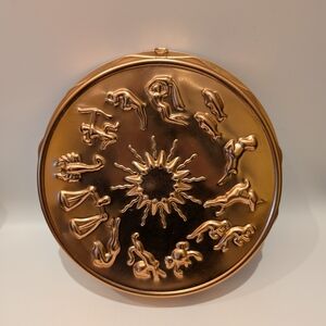 Vintage Copper Zodiac Astrology Jello Mould Kitchen Wall Art